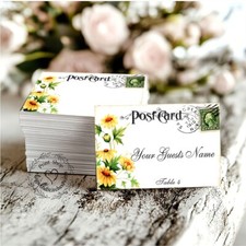 YELLOW DAISY POSTCARD FLAT WEDDING PLACE CARDS, TAGS or ESCORT CARDS 141