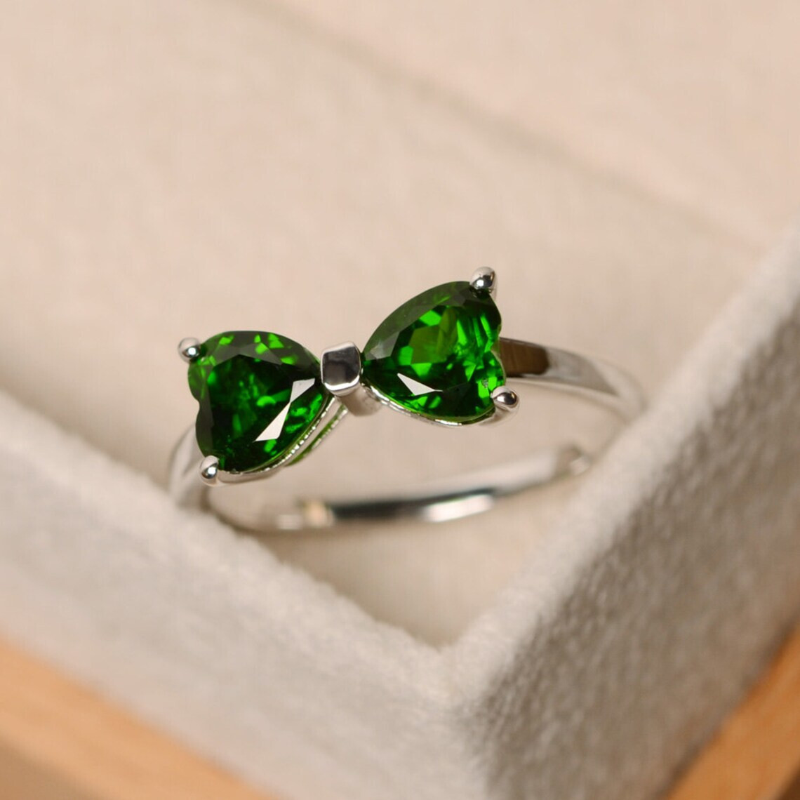Natural Diopside Engagement Ring 925 Sterling Silver Ring Any Size