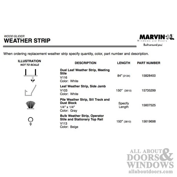 Marvin Weatherstrip For Sliding Windows Horizontal Slider 1/4 Inch Pile - Image 3 of 3