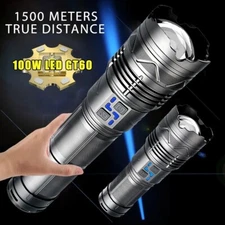 High Power Led Flashlight Super Bright Long Range Torch Rechargeable Hand Lamp