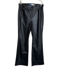 Old Navy Womens Faux Leather Pants Size 14 Black Higher High Rise Flare