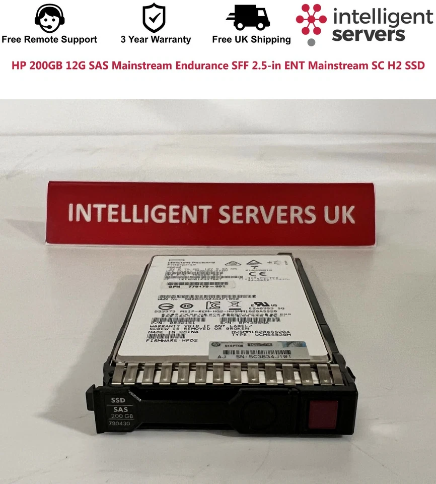 HP 200GB 12G 779164-B21 SAS Mainstream Endurance SFF 2.5" ENT SC H2 SSD - Image 3 of 4
