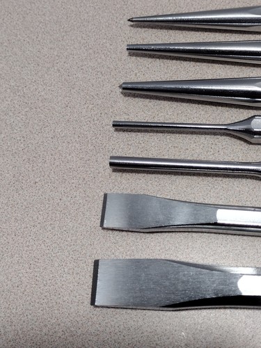 Miki 7 Pc Punch & Chisel Set Made in Japan Cold, Pin, Taper, Center (974) - Picture 4 of 11