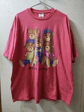 Vintage Jerzees T-shirt Bear Club Women's 2X Made In USA Hot Pink Salmon Clean