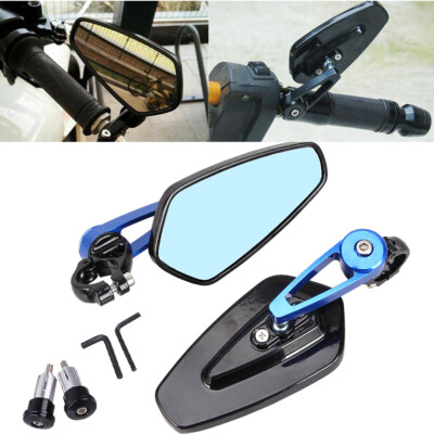 Pair Universal 7/8'' Motorcycle Handle Bar End CNC Mirror For Honda Suzuki Yamaha