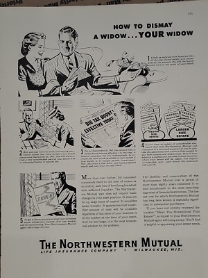 1942 Northwestern Mutual Insurance  Fortune WW2 Print Ad Q3 Milwaukee Widow