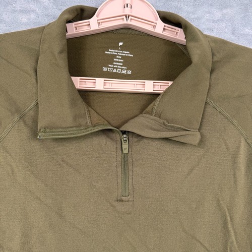 Fabletics 1/4 Zip Men's Large Olive Green Activewear Training Base Layer Nylon - Picture 3 of 8