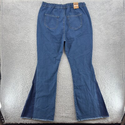 Full Circle Trends Women Jeans Plus Size 18 Blue Jolie & Joy Pull-On Flare