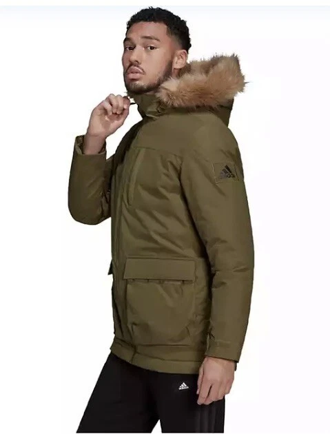 Adidas SIZE Coat Utilitas | Up Hooded Zip Parka Mens NEW 2X Fur Winter Faux eBay