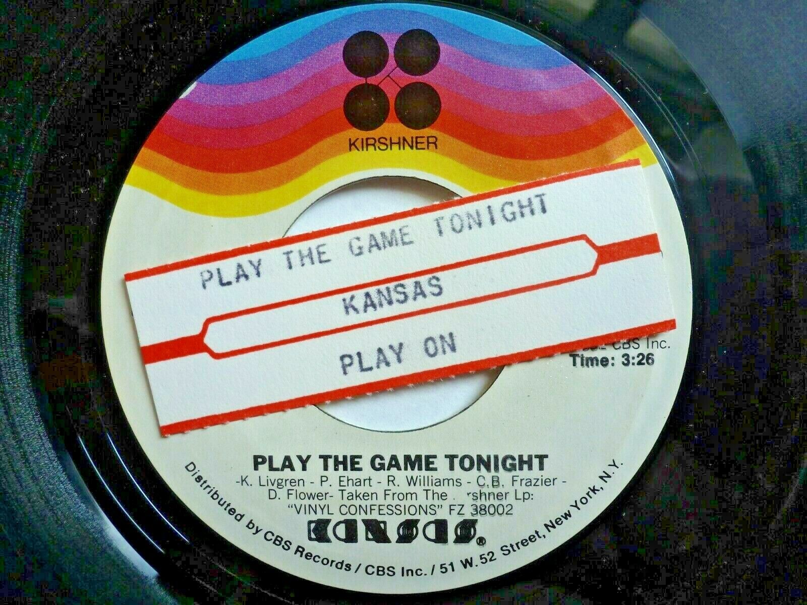 45 RECORD - KANSAS - PLAY THE GAME TONIGHT