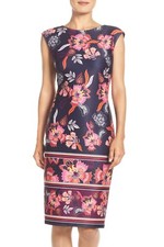  ELIZA J PRINT SCUBA SHEATH DRESS sz 4
