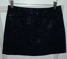 NEW Abercrombie  Fitch Blue Black Shiny Jacquard A-Line Mini Skirt Size 4