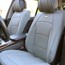 Leatherette Auto Seat Covers Cushion Pad Front Buckets Suv Sedan Van Solid Gray