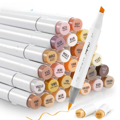 36 Skin Colors Marker Pen Set Art Markers Refillable Dual Tips School Art Supply