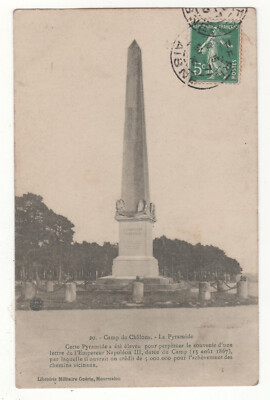Old postcard 51 - Camp de shâlons: la pyramid (marne) written on 30-07-1910