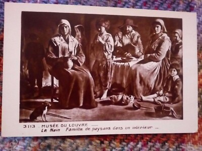 MUSEE DU LOUVRE, LE NAIN, FAMILLE DE PAYSANS DANS UN INTERIEUR, SEPIA ca1920