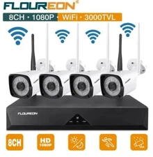 FLOUREON 3.0MP Wireless CCTV Home Security Camera System Auto Cascading NVR