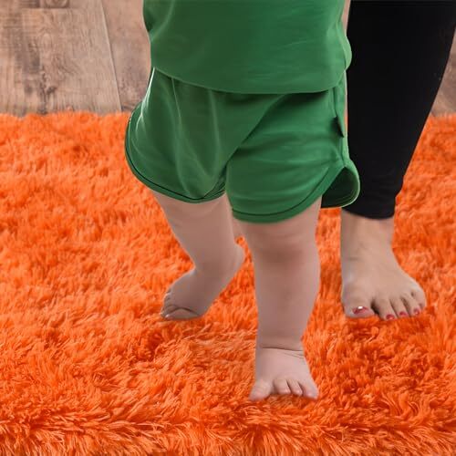 8x10 Large Area Rugs for Living Room, Ultra Soft Big Shag Rug 8x10 Feet Orange - Picture 5 of 6
