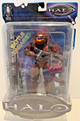 HALO BATTLE DAMAGED RED MASTER CHIEF ACTION FIGURE BRAND NIP JOY RIDE STUDIOS