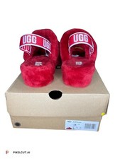 UGG Slides Slippers Fluff Yeah Logo Red Sandals Slingback US Size 7 Uggs