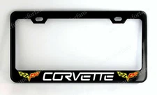 Black "Corvette" License Plate Frame, Custom Made of Black Powder Coated Metal