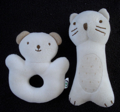 John N Tree Organic First Friends Cat Bear Rattle Toys Set of Two
