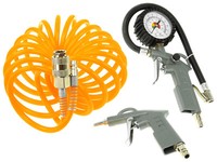 Druckluft Ausblaspistole 5M Spiralschlauch ReifenfüLler Universal Kfz Set 3-Tlg.