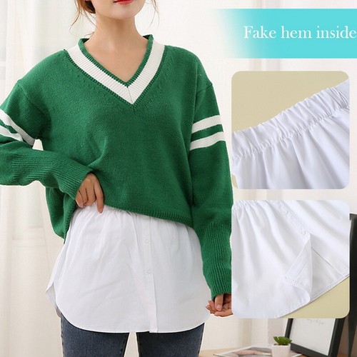 Minirock Shirt Verlängerung verstellbar Lagenlook Fake Top unterer Sweep Saum die Basis. - Bild 7 von 17