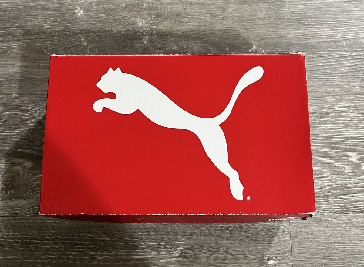 Puma Red Shoe Box with Black Puma Logo Close up view of red shoe box with Puma logo isolated on  main image 2