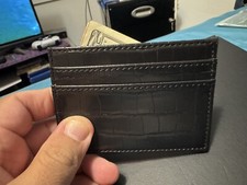 Black Slim Faux Leather Credit Card Holder ID Holder Thin Mini Wallet BLACK