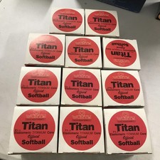Set Aus 11 Vintage Worth Titan Softball 12 In Wei&szlig; Rot Dot PX-1 Leder COR-50