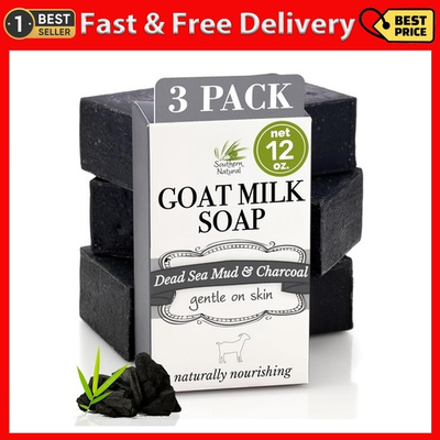 #ad Southern Natural Activated Charcoal Soap Bar 3 Pack Face and Body Soap for Sen $43.99
