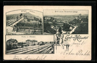 Mat Postcard Hessenthal, Steg & Einkorn, view of the Hessenthaler St 