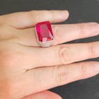 Scarlet Red Spinel 10.33Ct Pave Sapphire 925 Silver Ring 6# White Gold-plate — photo 9