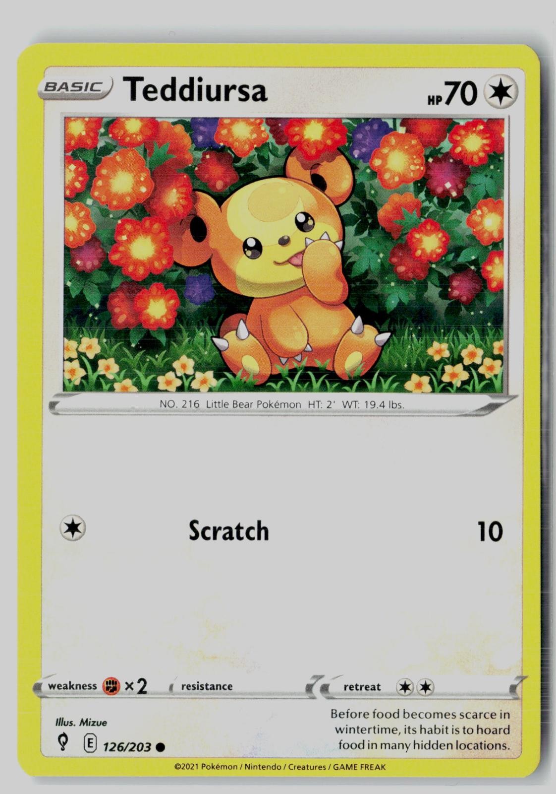 Teddiursa 126/203 Common Evolving Skies Pokemon NM