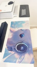 Cute Headphone Cat Large Gaming Mouse Pad 23.6"x11.5" Non-Slip Desk Mat