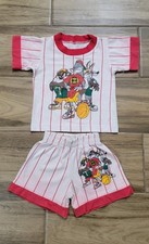 90's Looney Tunes Bugs Taz Space Jam Vintage 2 Piece Kids Outfit T Shirt Shorts