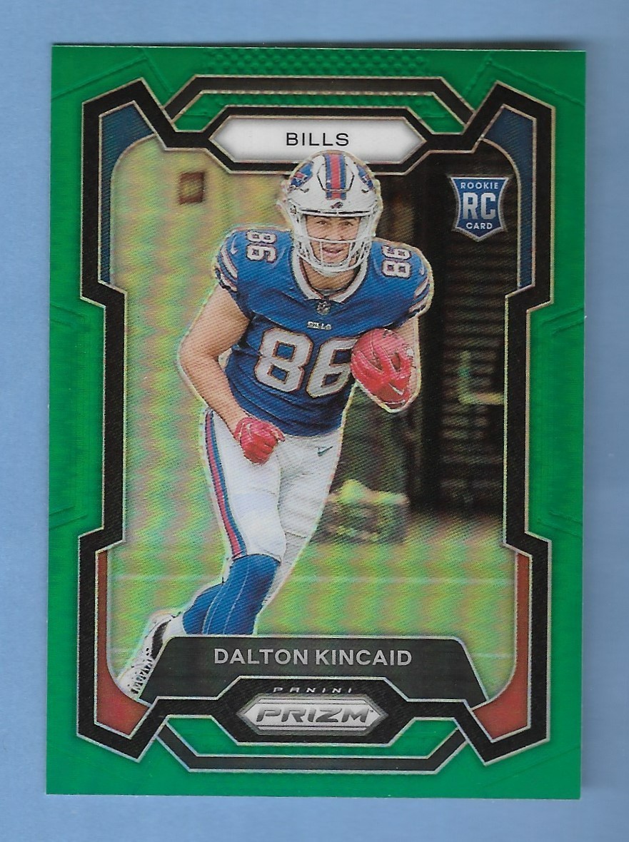 DALTON KINCAID 2023 PANINI PRIZM GREEN INSERT ROOKIE RC CARD #308 NFL BILLS!