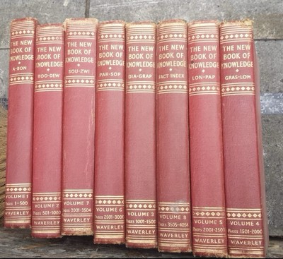 The New Book of Knowledge Volumes 1-8 Waverley Red Covers Hardbacks