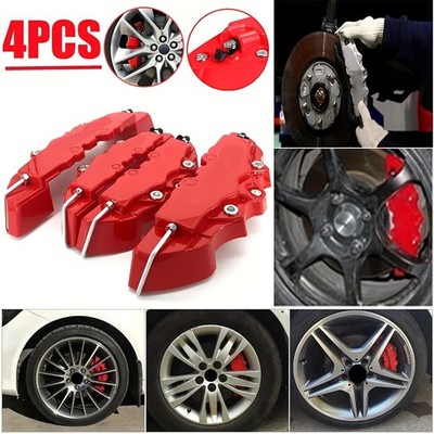 3D Red Front Rear Car Disc Brake Caliper Protectors (4pcs) -Universal Decor Kits