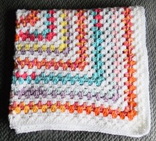 Lovely Multicolour Baby Pram/Crib/Cot Crochet Blanket  New 