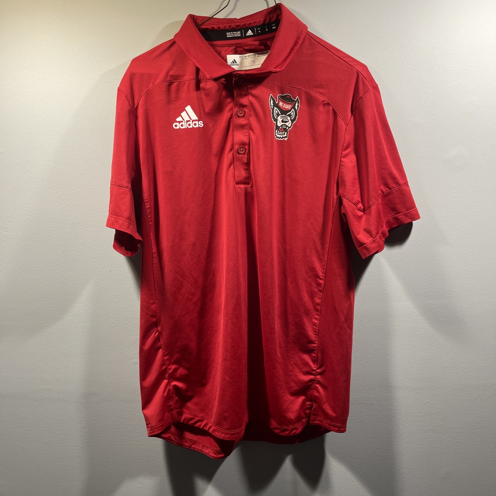 Adidas North Carolina State NC State Wolfpack Mens Medium Red On Field Golf Polo