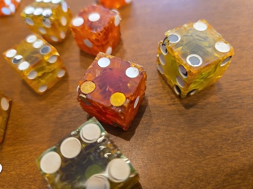 WEIGHTED Wild Set Of 13 Nitrate Vintage CHEATERS Pips Crystal Magic Dice - Picture 19 of 20