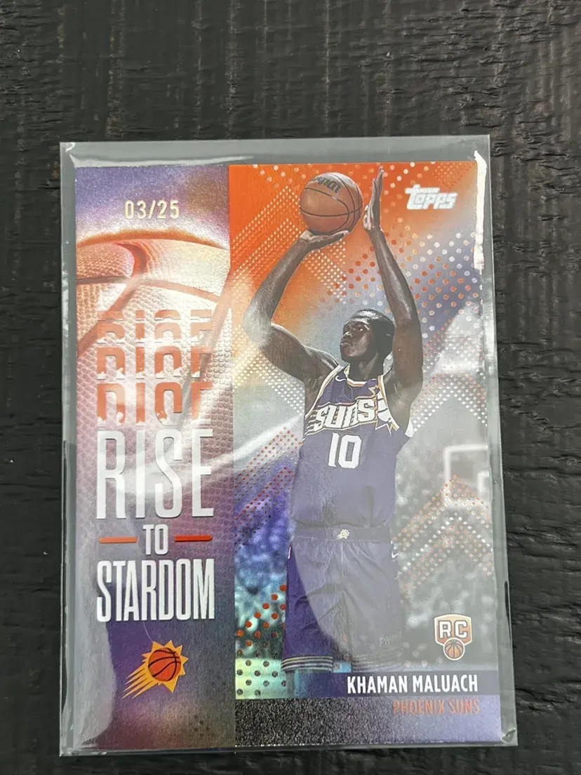 2025-26 Topps Rise To Stardom Rookie Orange Foil Khaman Maluach 03/25 Suns 407
