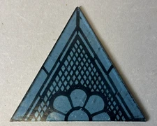 S3 Antique Vtg Baby Blue Floral Sunflower Triangle 4"x4.5" Stained Glass Tiles