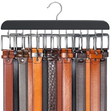 Wood Belt Hanger for Closet - 42 Belts, 14 Hooks, Black, 1 Pack