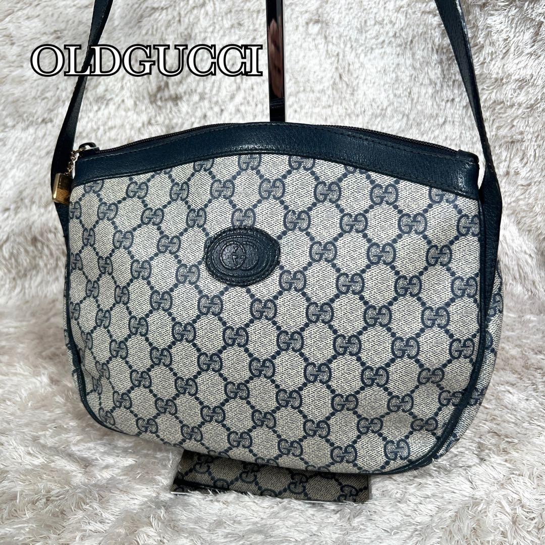 Gucci Handbag Shoulder Bag PVC Navy GG Supreme Vintage Women