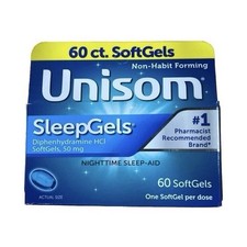 Unisom SleepGels Non-Habit Forming 50mg Diphenhydramine HCl 60 SoftGels