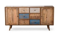 Sideboard Kommode 2 TüRen 9 Schubladen Massivholz Vintage Retro