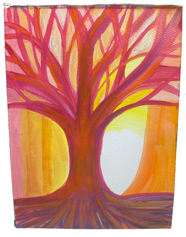 Tree Of Life , 9x12”, Acrylic/mixed Media Paper, Handmade,Signed, COA